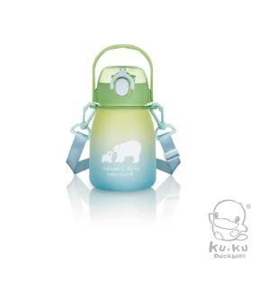 酷咕鴨 KUKU 彈蓋提把胖胖水壺-極光白熊600ml